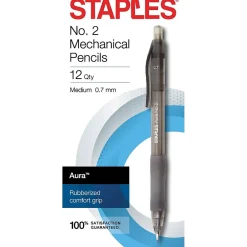 Pencils|Staples Aura Mechanical Pencil, 0.7mm, #2 Medium Lead, Dozen (50440-CC)