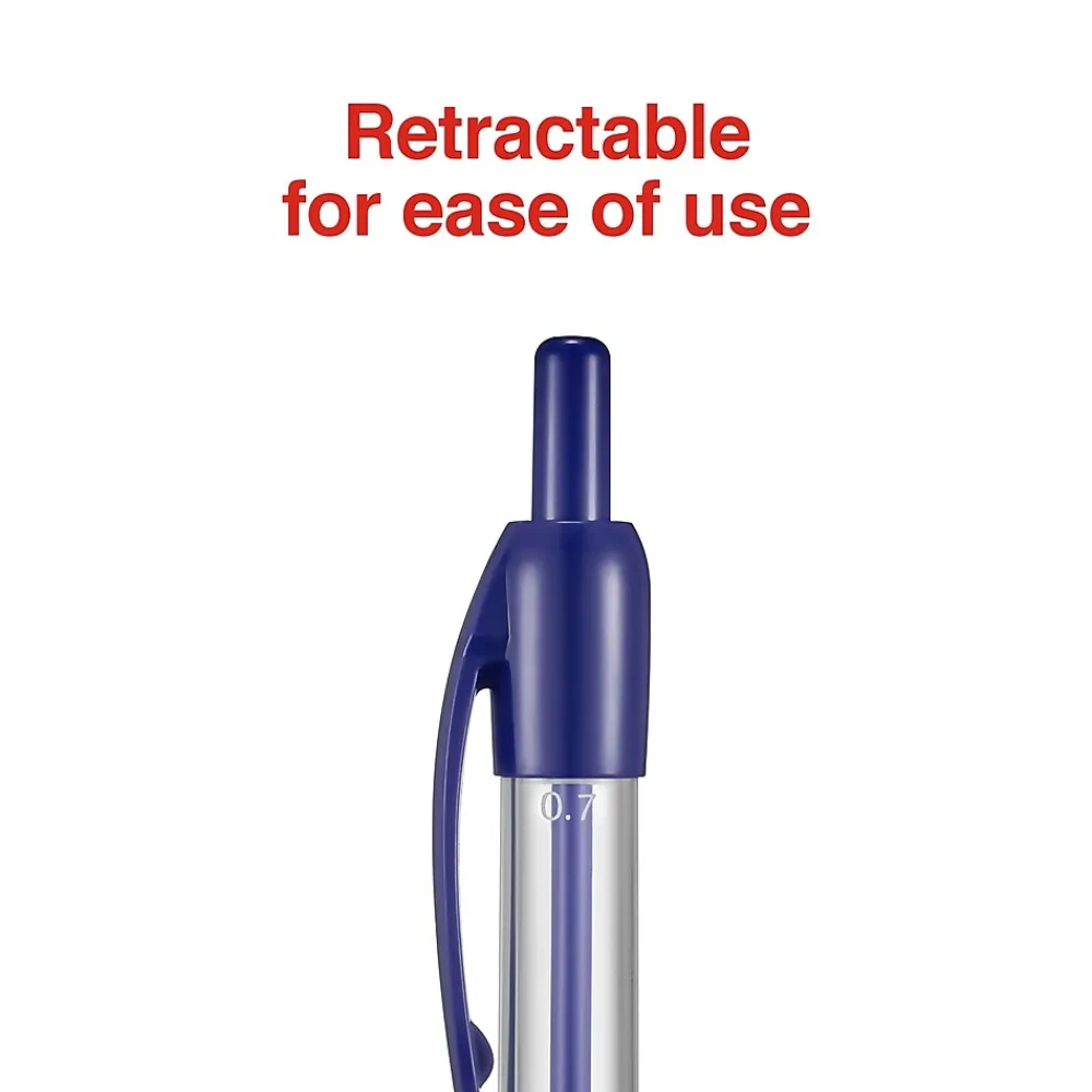 Pens|Staples Ballpoint Retractable Pens, Fine Point, Blue Ink, Dozen (50788)
