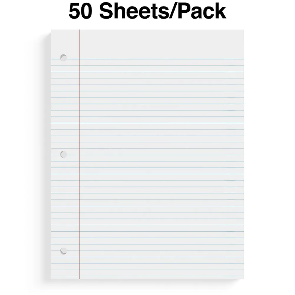 Filler Paper|Staples ® College Ruled Filler Paper, 8.5" x 11", 50 Sheets/Pack (ST22643D)