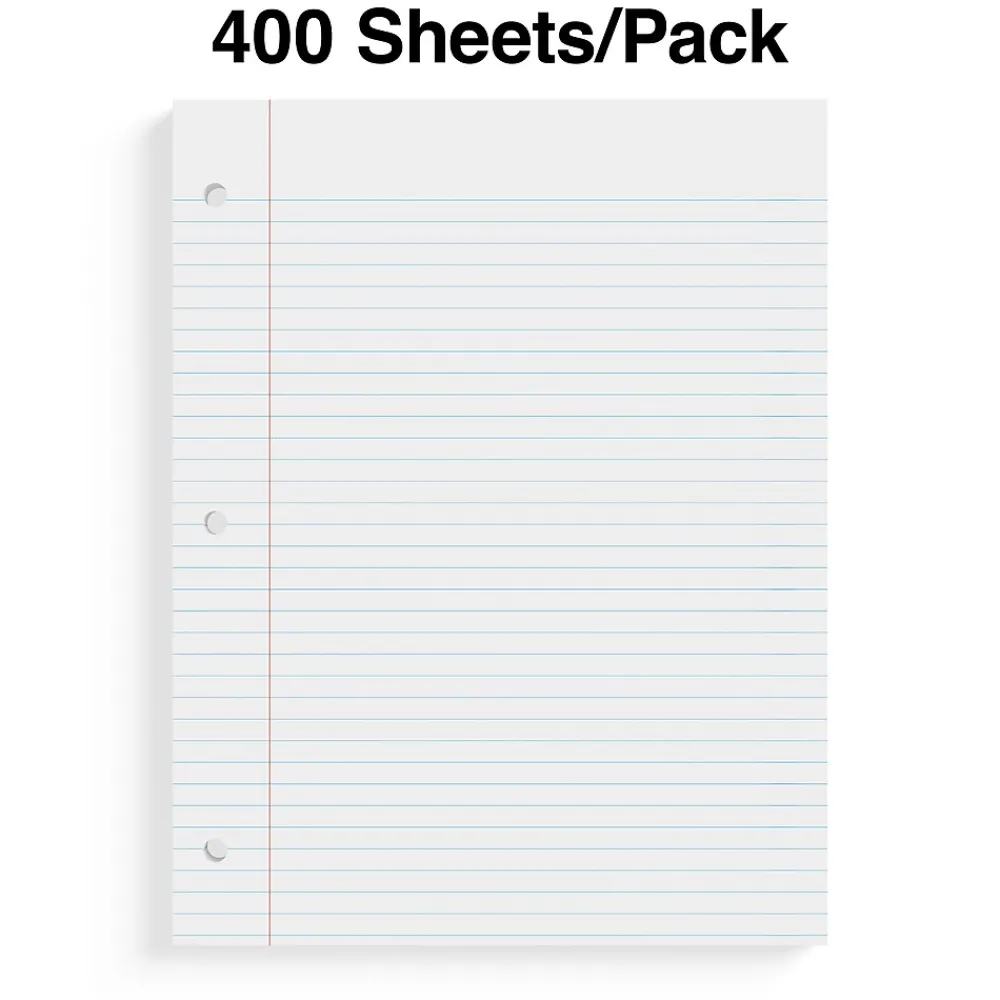 Filler Paper|Staples ® College Ruled Filler Paper, 8.5" x 11", White, 400 Sheets/Pack (ST27521D)