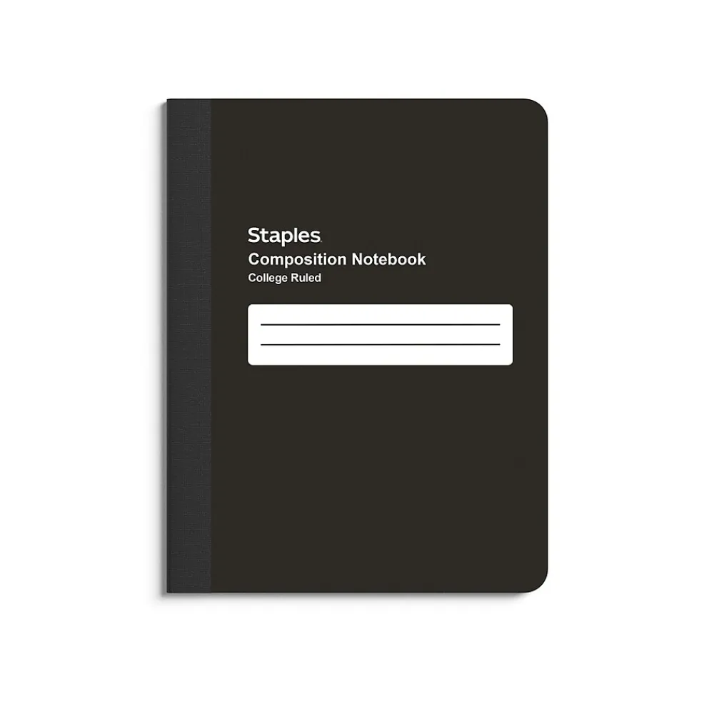 Composition Notebooks|Staples Composition Notebook, 7.5" x 9.75", College Ruled, 80 Sheets, (ST55083) Black