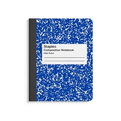 Composition Notebooks|Staples ® Composition Notebook, 7.5" x 9.75", Wide Ruled, 100 Sheets, (ST55073) Blue