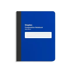 Notebooks|Staples Composition Notebook, 7.5" x 9.75", Wide Ruled, 80 Sheets, (ST55086) Blue