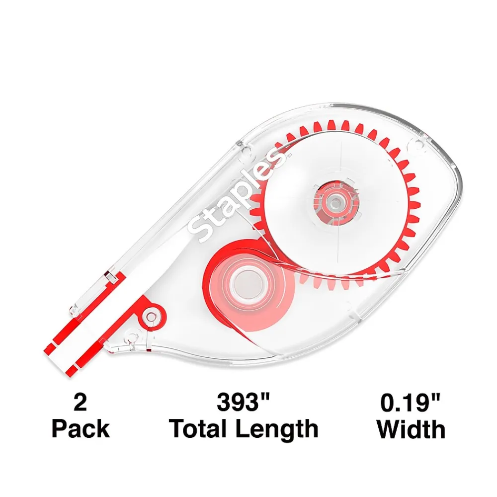 Correction & White-Out|Staples Correction Tape, White, 2/Pack (ST59818)