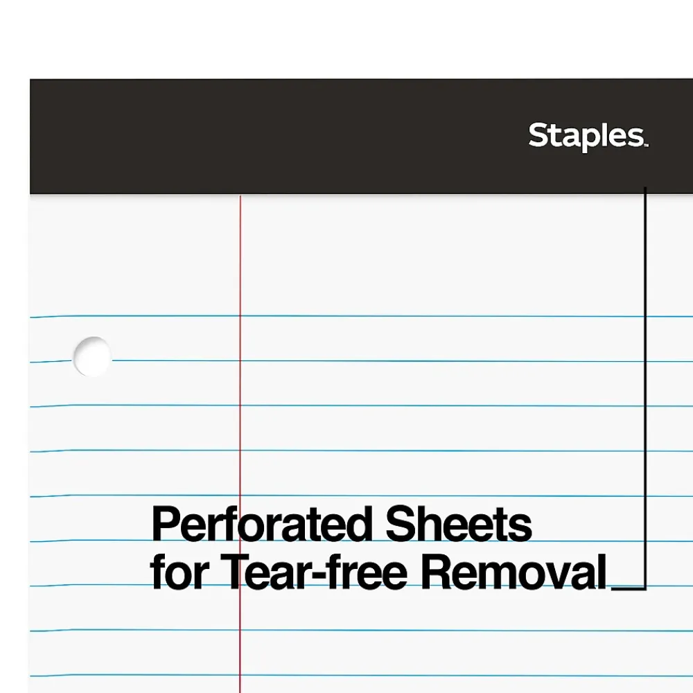 Notepads|Staples Double-Sheet Notepad, 8.5" x 11.75", Letter Size, White, 100 Sheets/Pad (20-244)