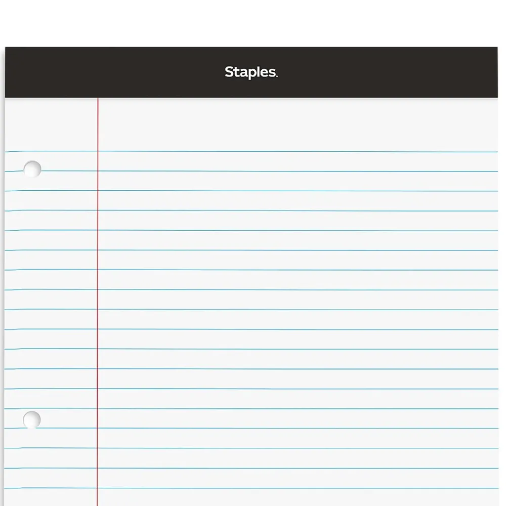 Notepads|Staples Double-Sheet Notepad, 8.5" x 11.75", Letter Size, White, 100 Sheets/Pad (20-244)