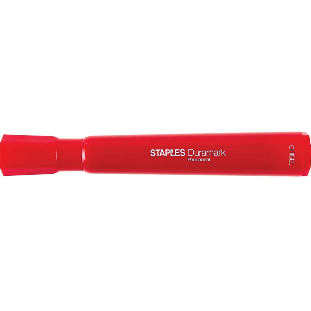 Markers|Staples DuraMark Permanent Markers, Medium Point, Red, 12/Pack (18892)