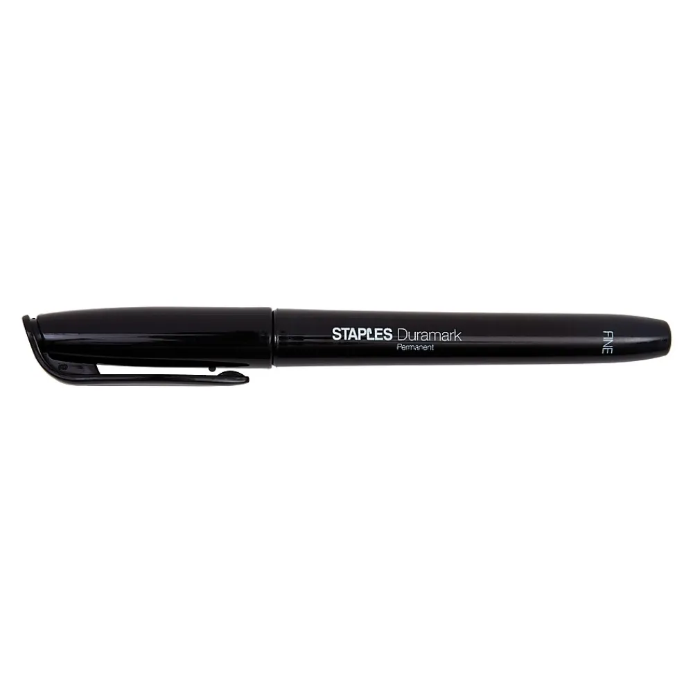 Markers|Staples DuraMark Permanent Markers, Fine Tip, Black, 12/Pack (20468-CC)