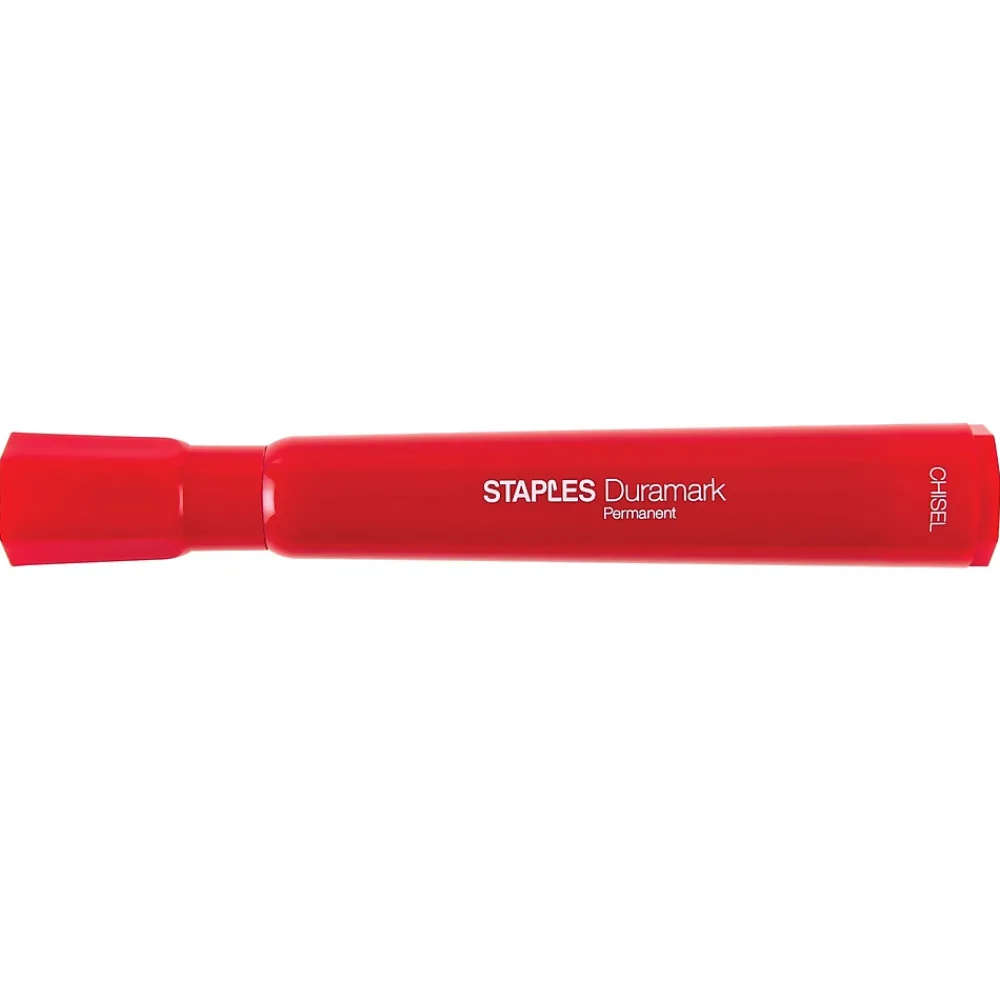 Markers|Staples DuraMark Permanent Markers, Chisel Point, Assorted, 12/Pack (10404)