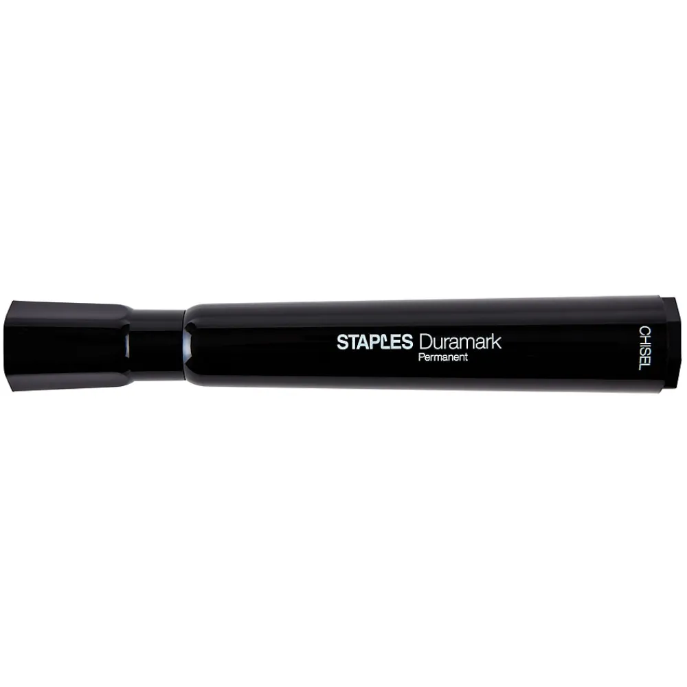 Markers|Staples DuraMark Permanent Markers, Chisel Point, Assorted, 12/Pack (10404)