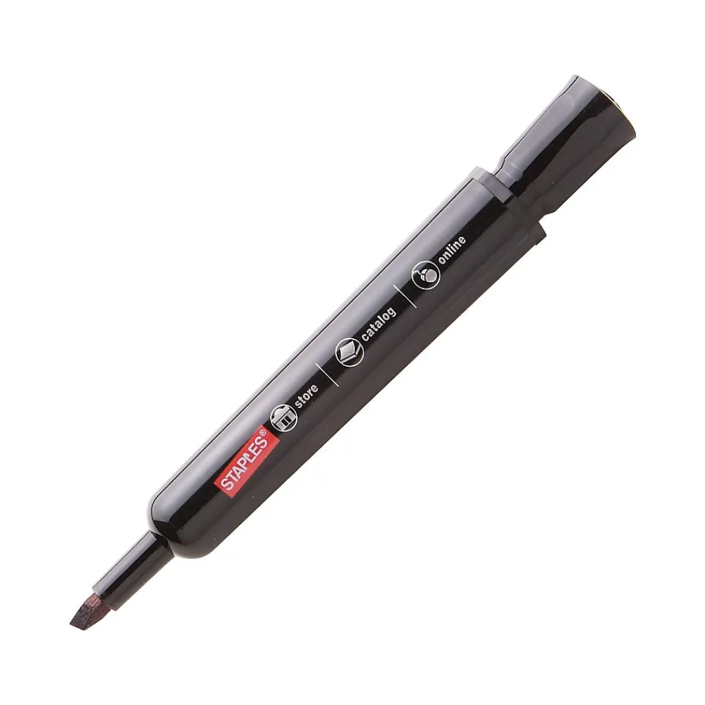 Markers|Staples DuraMark Tank Permanent Marker, Chisel Tip, Black, 12/Pack (10403-CC)