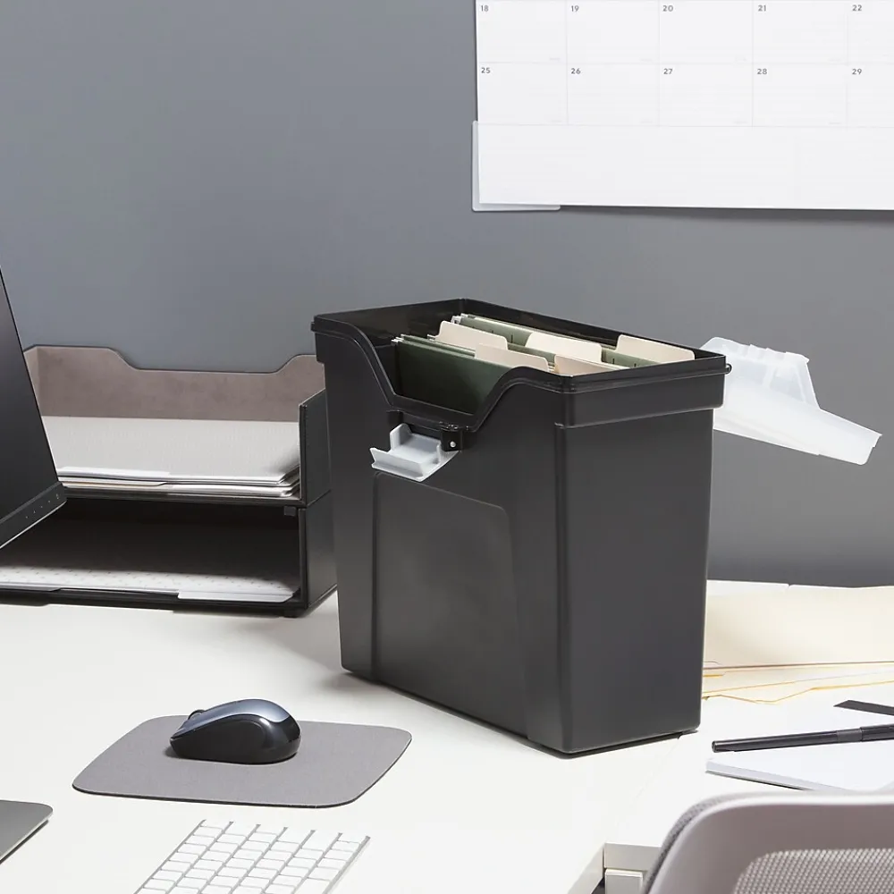 File Storage|Staples File Box File Portable Tote, Letter Size, Black (140164/111108)
