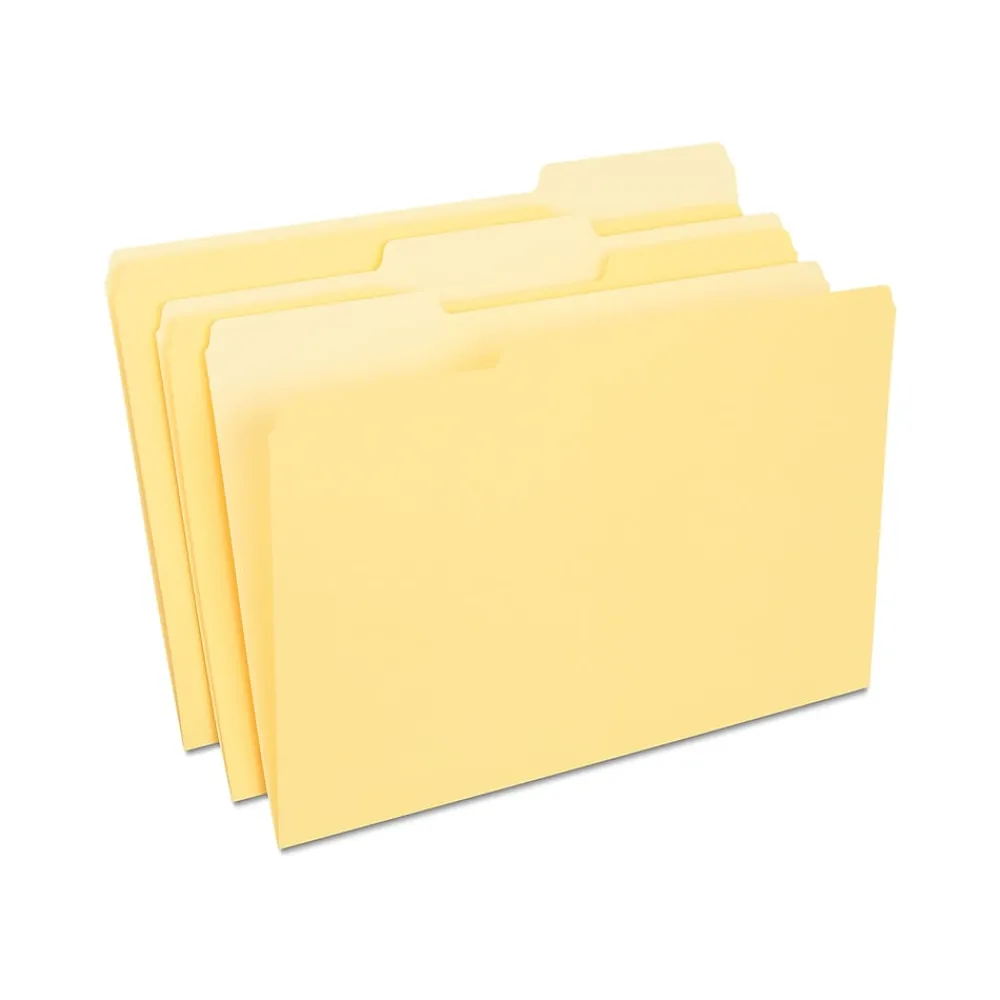 File Folders|Staples File Folder, 1/3-Cut Tab, Legal Size, , 100/Box (ST224576-CC) Yellow
