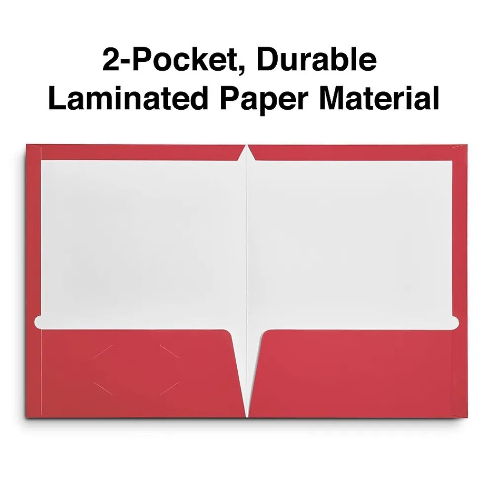 Pocket Folders|Staples Glossy 2-Pocket Paper Folder, , 10/Pack (13374-CC) Red