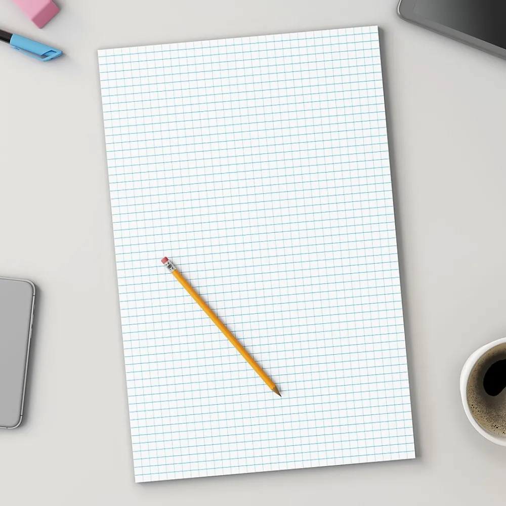 Notepads|Staples Graph Pad, 11" x 17", Graph Ruled, White, 50 Sheets/Pad (ST57336)