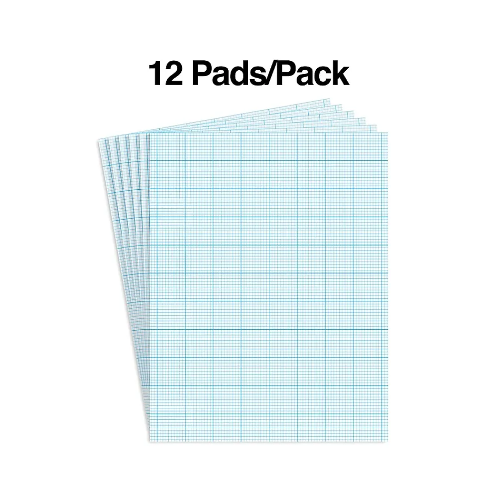 Notepads|Staples Graph Pad, 8.5" x 11" (US letter), Graph Ruled, White, 50 Sheets/Pad, 6 Pads/Pack (35705)