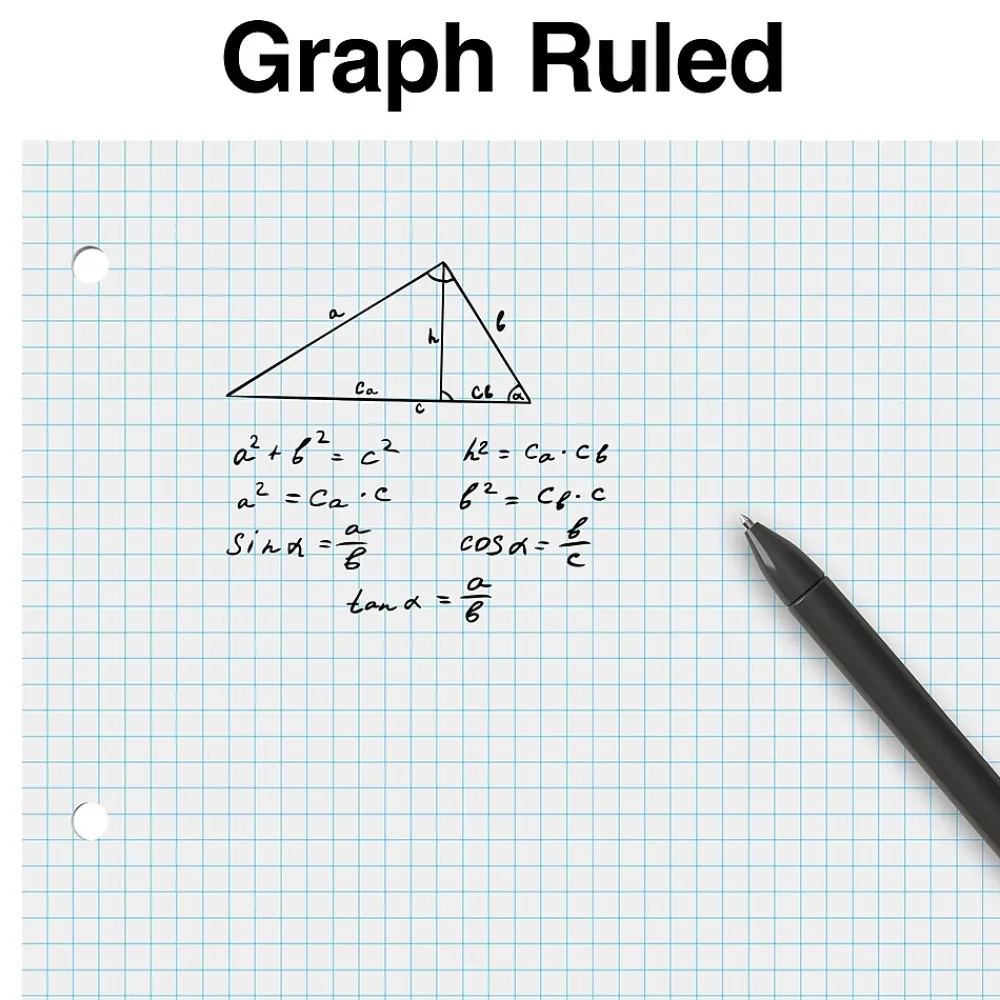 Filler Paper|Staples ® Graph Ruled Filler Paper, 8" x 10.5", White, 80 Sheets/Pack (ST25634D)