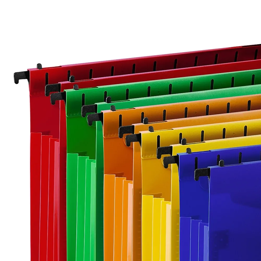 Hanging File Folders|Staples ® Hanging File Folder, 3.5" Expansion, Letter Size, Assorted, 5/Pack (TR36330/36330)