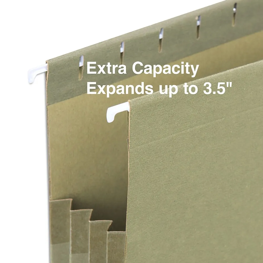 Hanging File Folders|Staples Hanging File Pockets, 3.5" Expansion, Staight Cut, Letter Size, , 4/Box (ST260828-CC) Standard Green