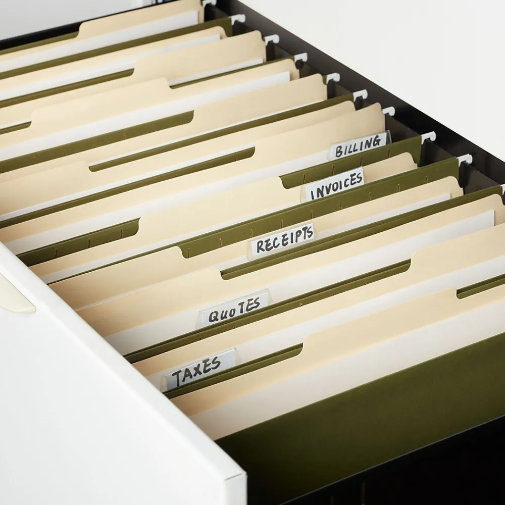 Hanging File Folders|Staples Heavy Duty Box Bottom Hanging File Folder, 2" Expansion, 1/5-Cut Tab, Legal Size, Standard Green, 25/Box