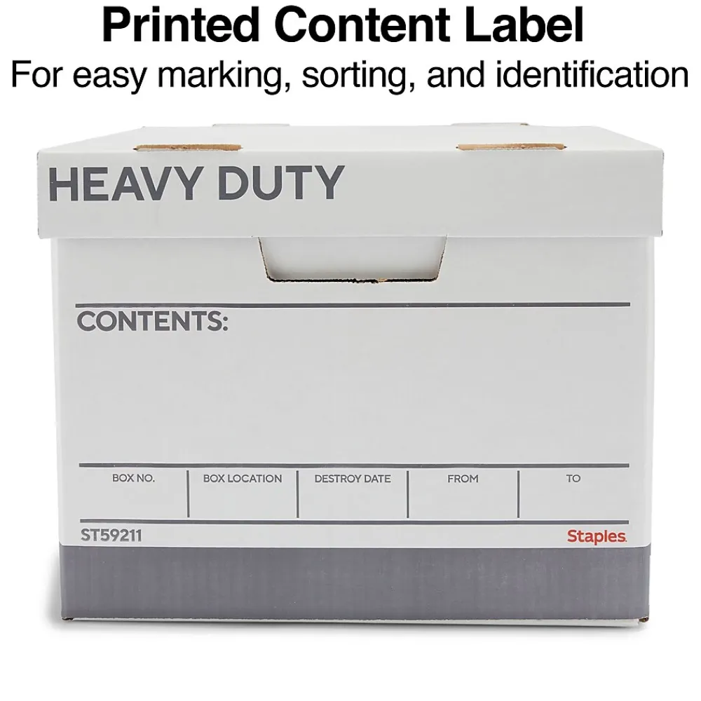 File Storage|Staples Heavy Duty File Box, Lift Off Lid, Letter/Legal, White (50142)