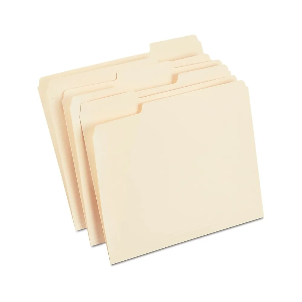 File Folders|Staples Heavy Duty File Folder, 1/3 Cut Tab, Letter Size, , 250/Box (TR56677) Manila