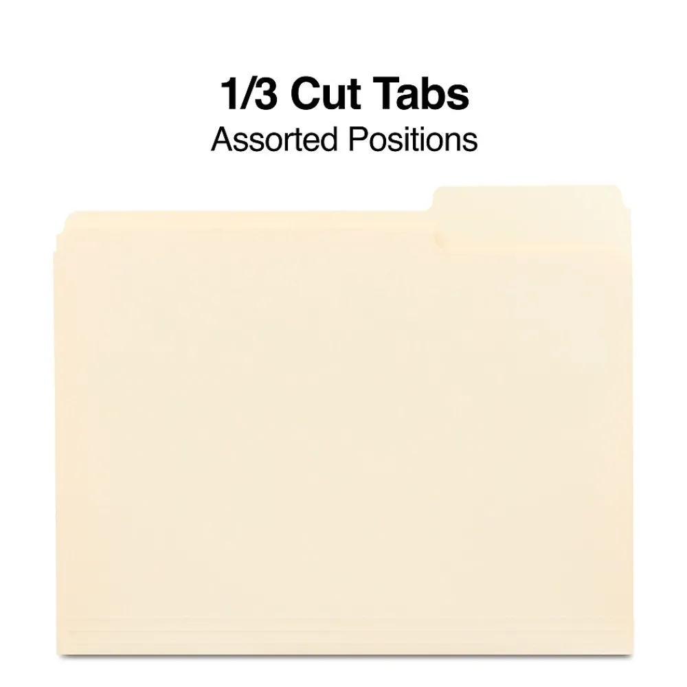File Folders|Staples Heavy Duty File Folder, 1/3 Cut Tab, Letter Size, , 250/Box (TR56677) Manila
