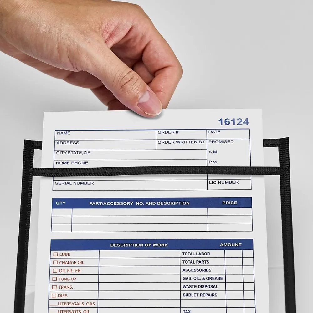 Sheet Protectors|Staples Heavy Weight Stitched Job Ticket Holder, 6" x 9", Clear, 25/Pack (28510)