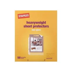 Sheet Protectors|Staples Heavyweight Sheet Protectors, 8.5" x 11", Clear, 50/Box, 5 Boxes/Case (34749CT)