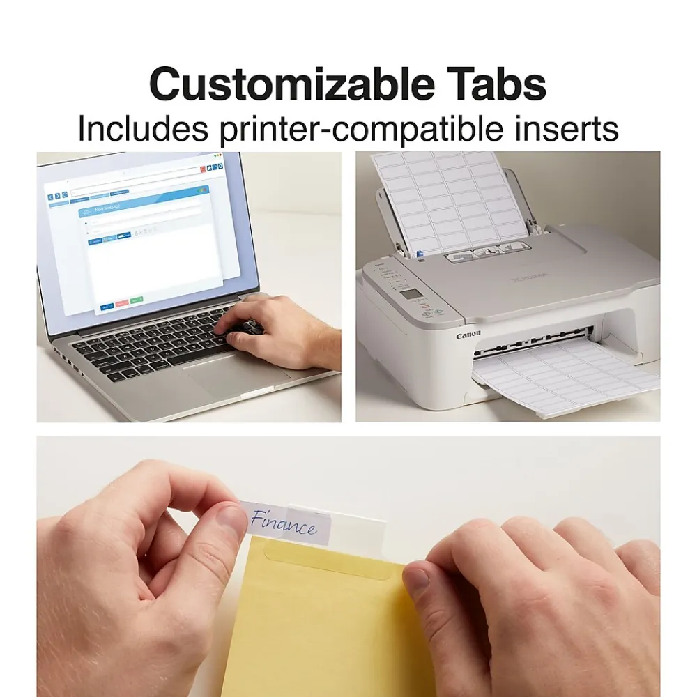 Dividers|Staples Large Tab Insertable Paper Divider, 8 Tabs, Buff with Clear Tabs, 1 Set (18934/11112)