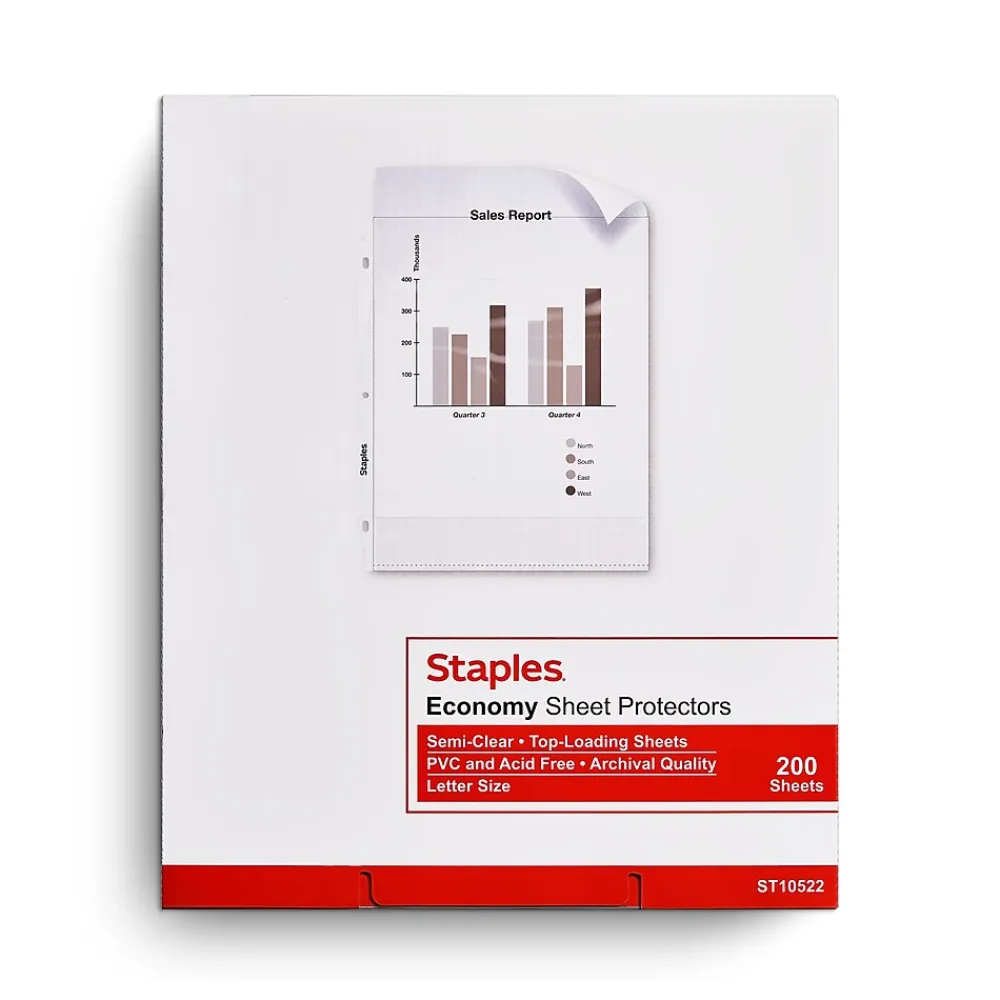 Sheet Protectors|Staples Lightweight Sheet Protector, 8.5" x 11", Clear, 200/Box (10522-CC)