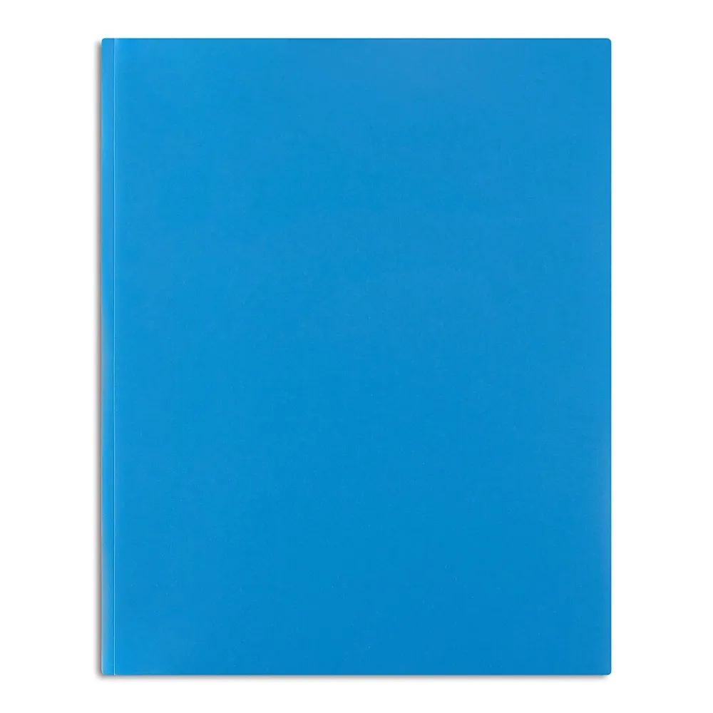 Pocket Folders|Staples Matte 2-Pocket Plastic Portfolio Folder with Fasteners, Blue (ST55477-CC) Light Blue