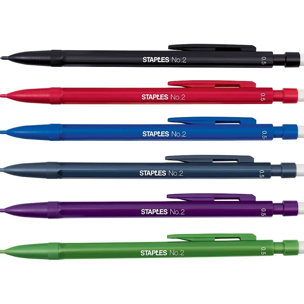 Pencils|Staples Mechanical Pencil, 0.5mm, #2 Soft Lead, Dozen (29087-CC)