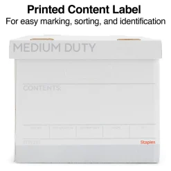 File Storage|Staples Medium Duty File Box, Lift Off Lid, Letter/Legal, White (50141)