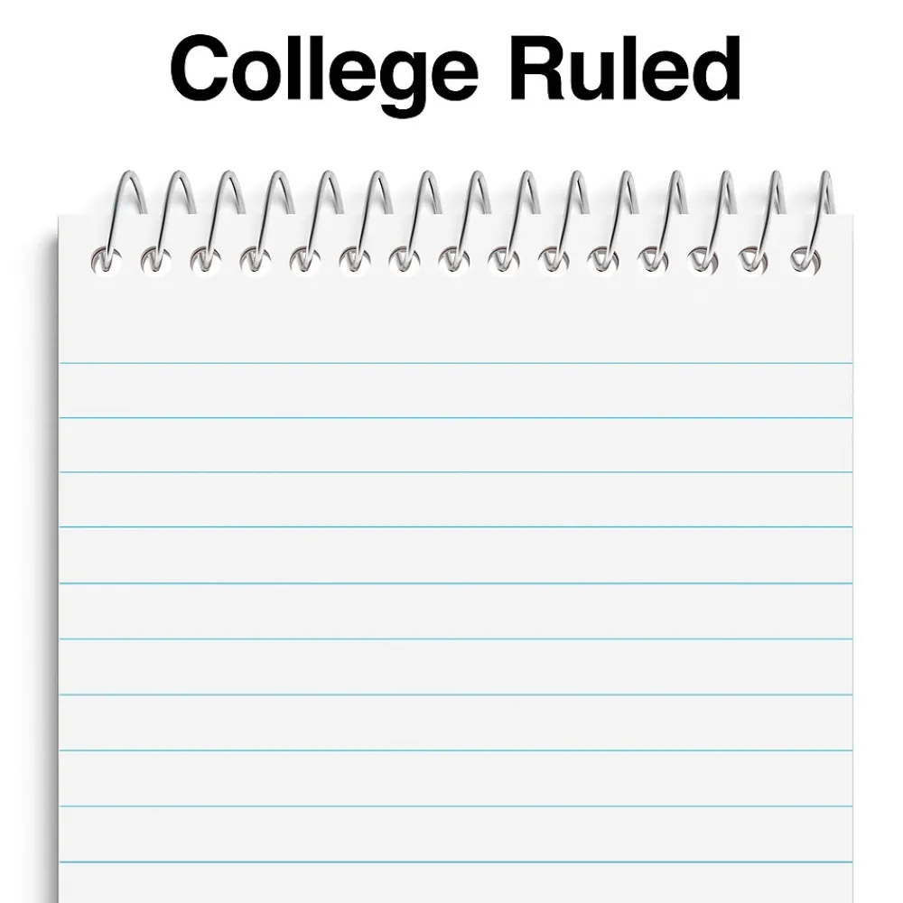 Notepads|Staples Memo Pads, 3" x 5", College Ruled, Assorted Colors, 75 Sheets/Pad, 5 Pads/Pack (TR11491)