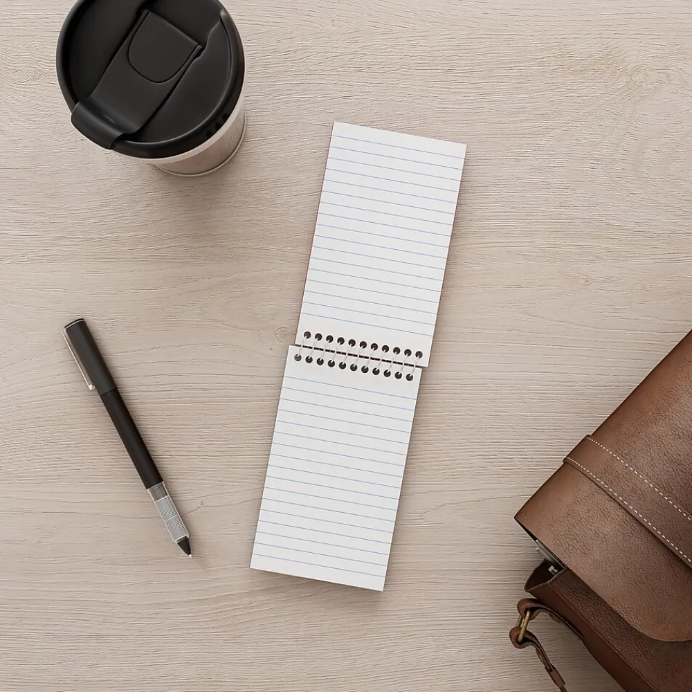 Notepads|Staples Memo Pads, 3" x 5", College Ruled, Assorted Colors, 75 Sheets/Pad, 5 Pads/Pack (TR11491)