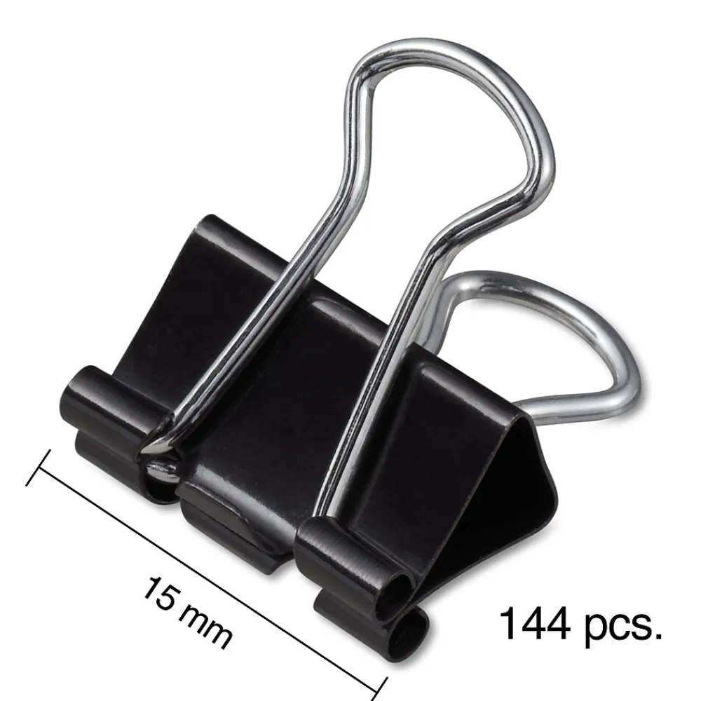 Clips & Fasteners|Staples Mini Binder Clips, 0.25" Capacity, Black, 144 Clips/Pack (ST15338/15338)