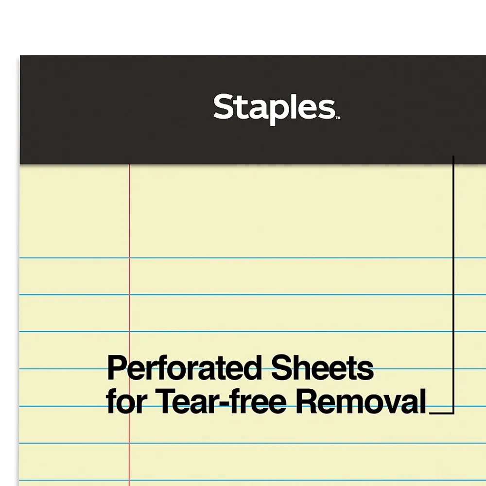 Notepads|Staples ® Mini Legal Notepad, 3" x 5", Narrow Ruled, Canary, 50 Sheets/Pad, 3/Pack (36312)