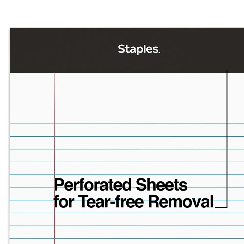 Notepads|Staples Notepads, 5" x 8", Narrow Ruled, , 50 Sheets/Pad, Dozen (ST57338) White