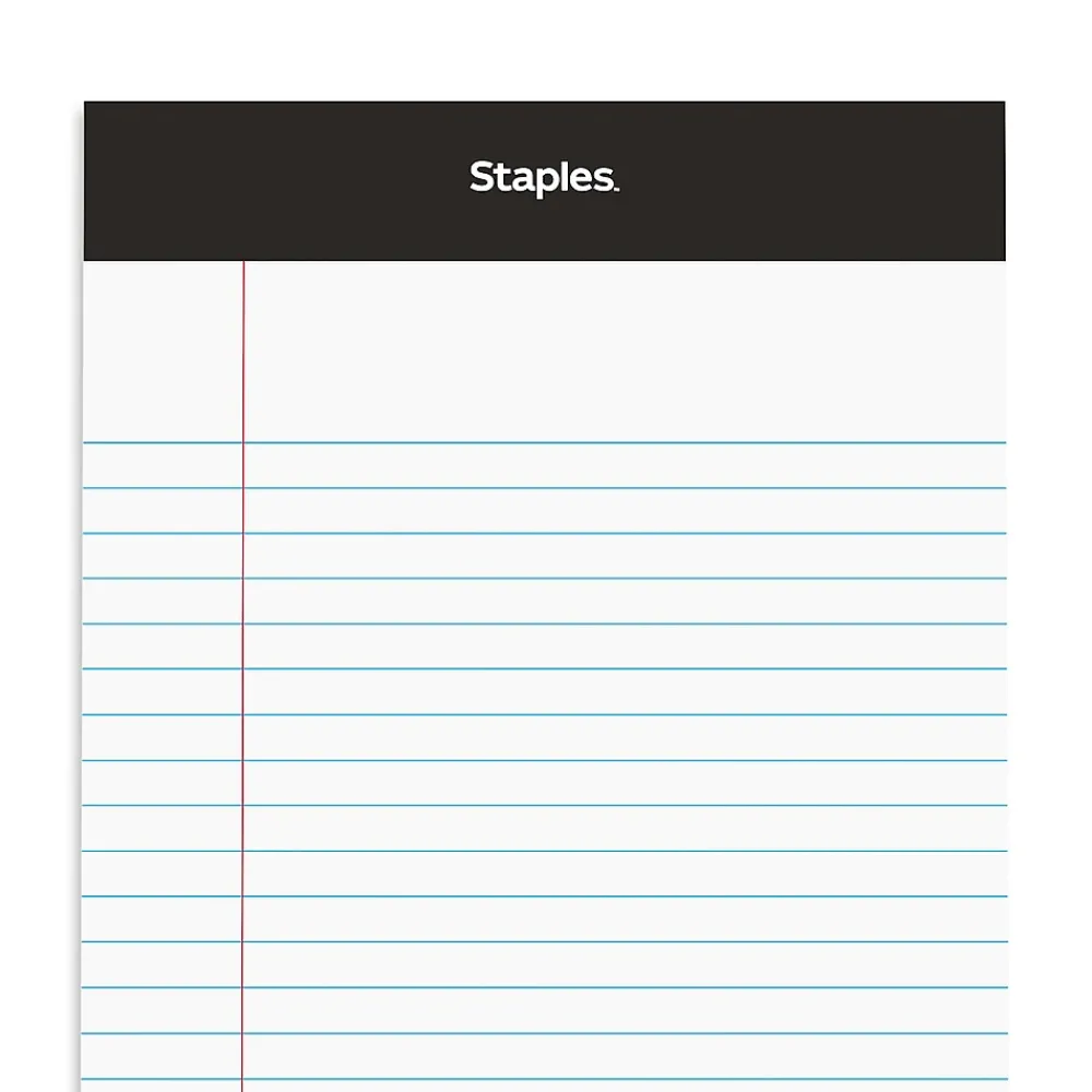 Notepads|Staples Notepads, 5" x 8", Narrow Ruled, , 50 Sheets/Pad, Dozen (ST57338) White
