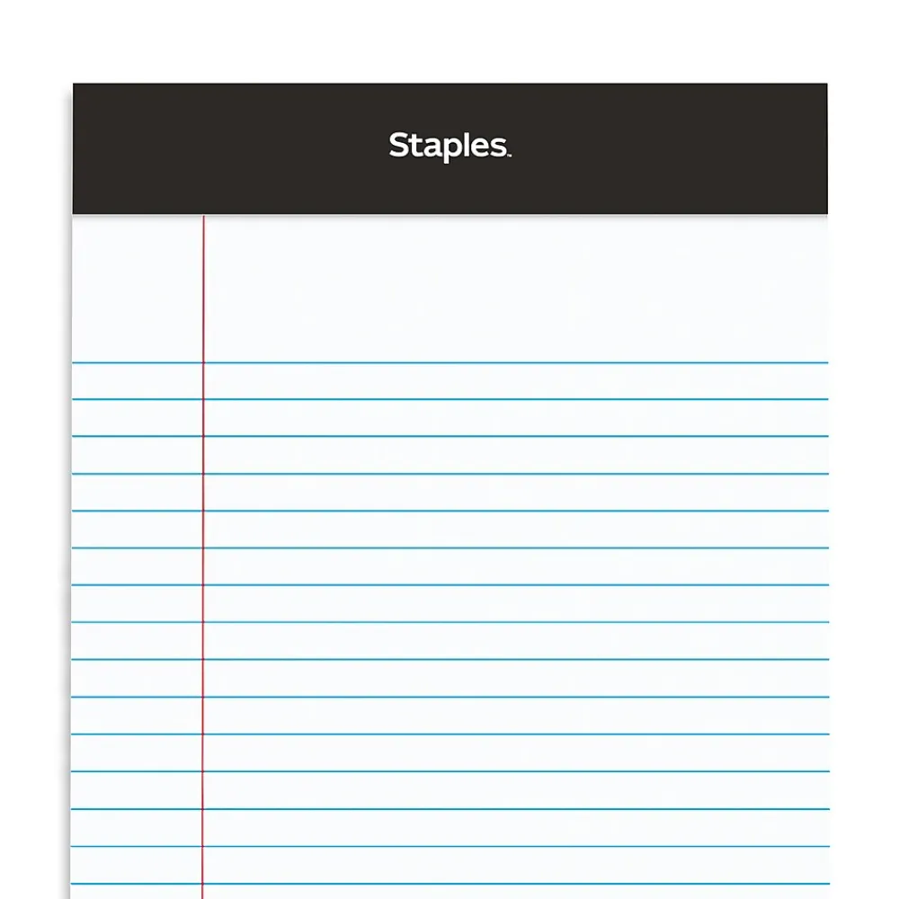 Notepads|Staples Notepads, 5" x 8", Narrow Ruled, , 100 Sheets/Pad, 6 Pads/Pack (ST57343) White