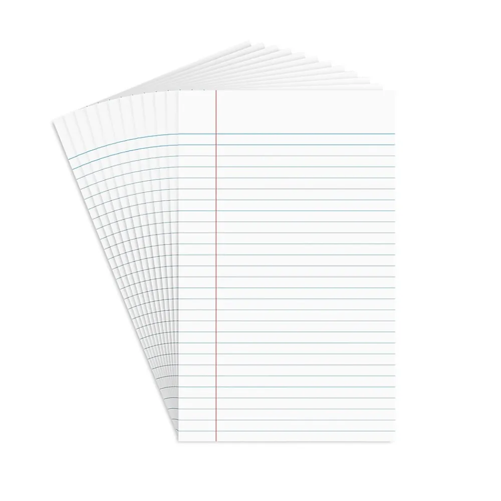 Notepads|Staples Notepads, 5" x 8", Narrow Ruled, , 50 Sheets/Pad, Dozen Pads/Pack (ST57330) White