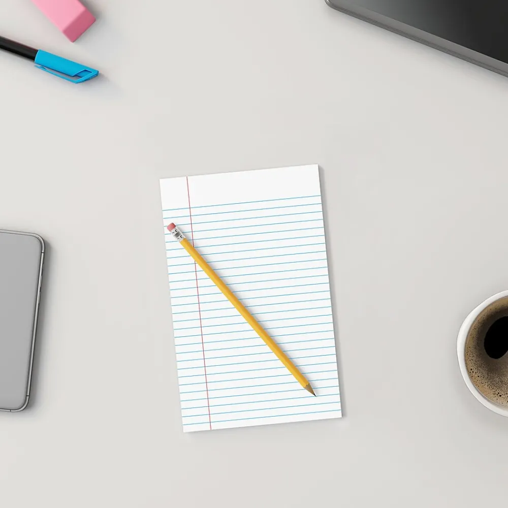 Notepads|Staples Notepads, 5" x 8", Narrow Ruled, , 50 Sheets/Pad, Dozen Pads/Pack (ST57330) White
