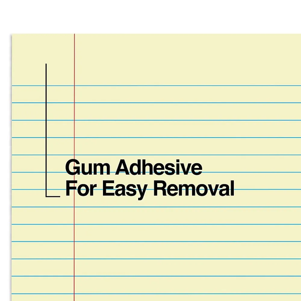 Notepads|Staples Notepads, 8.5" x 11", Wide Ruled, Canary, 50 Sheets/Pad, Dozen Pads/Pack (ST57295)