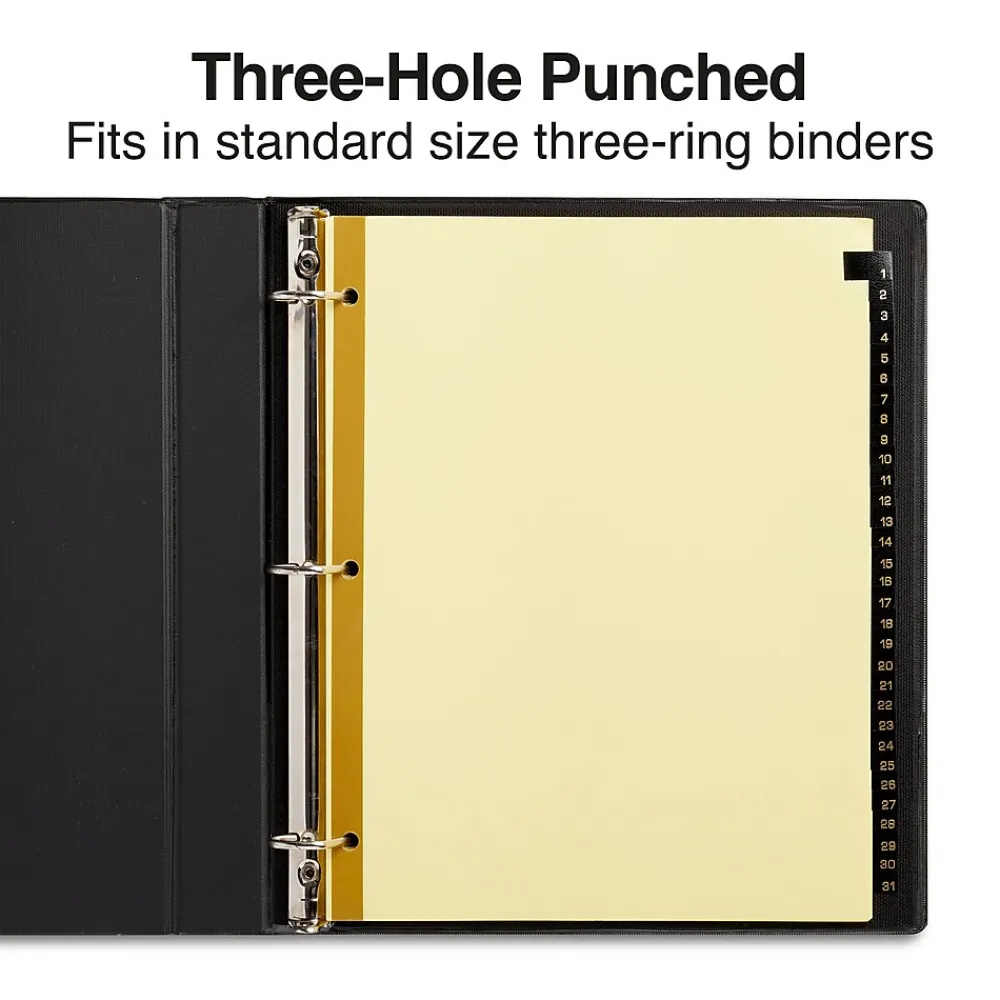 Dividers|Staples Numeric Leather Dividers, 31-Tab, Black (18947/11485)