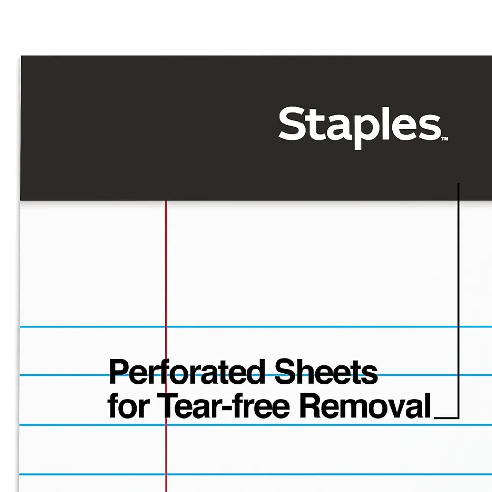 Notepads|Staples ® Perforated Mini Legal Writing Pads - Narrow Ruled, 3.5" x 2.5", White, 3/Pack (10871)