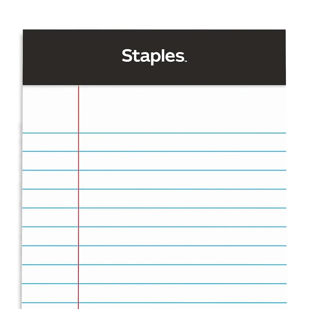 Notepads|Staples ® Perforated Mini Legal Writing Pads - Narrow Ruled, 3.5" x 2.5", White, 3/Pack (10871)