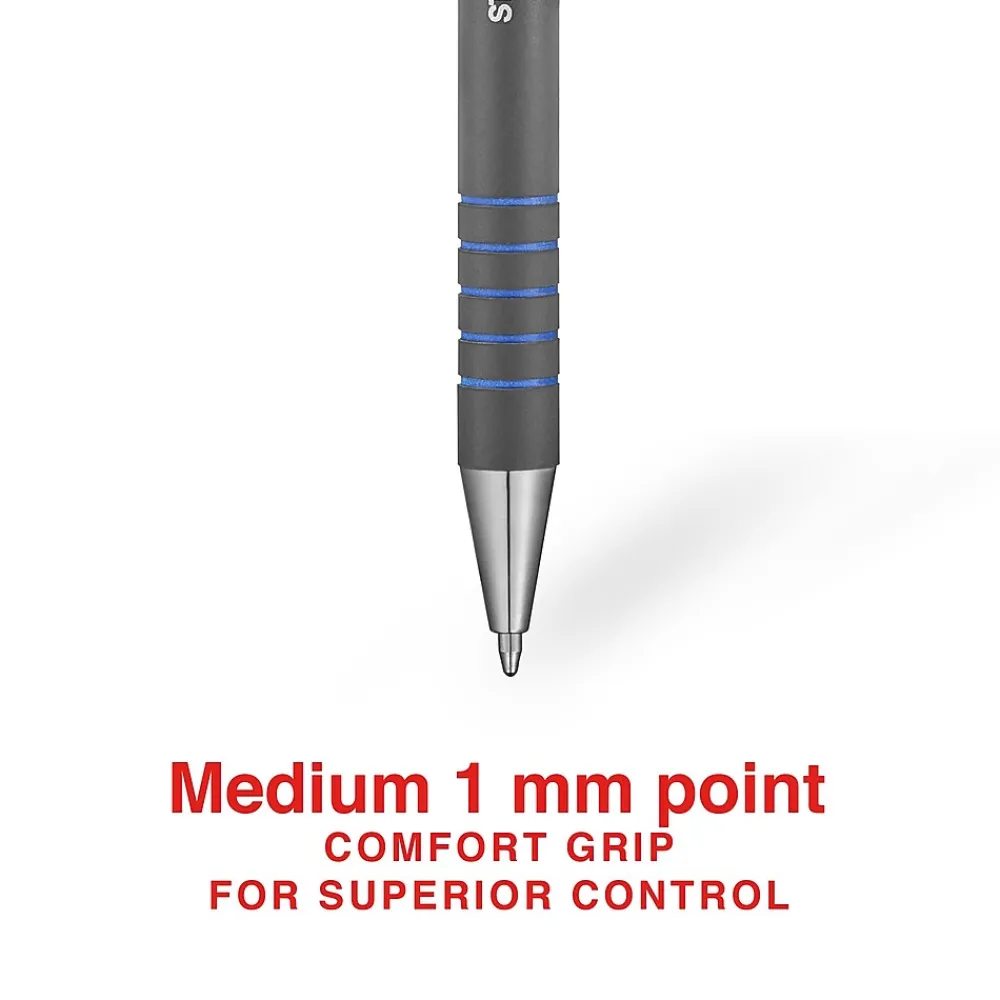 Pens|Staples Postscript Retractable Ballpoint Pens, Medium Point, Blue Ink, Dozen (18263)