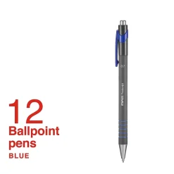 Pens|Staples Postscript Retractable Ballpoint Pens, Fine Point, Blue Ink, Dozen (18266)