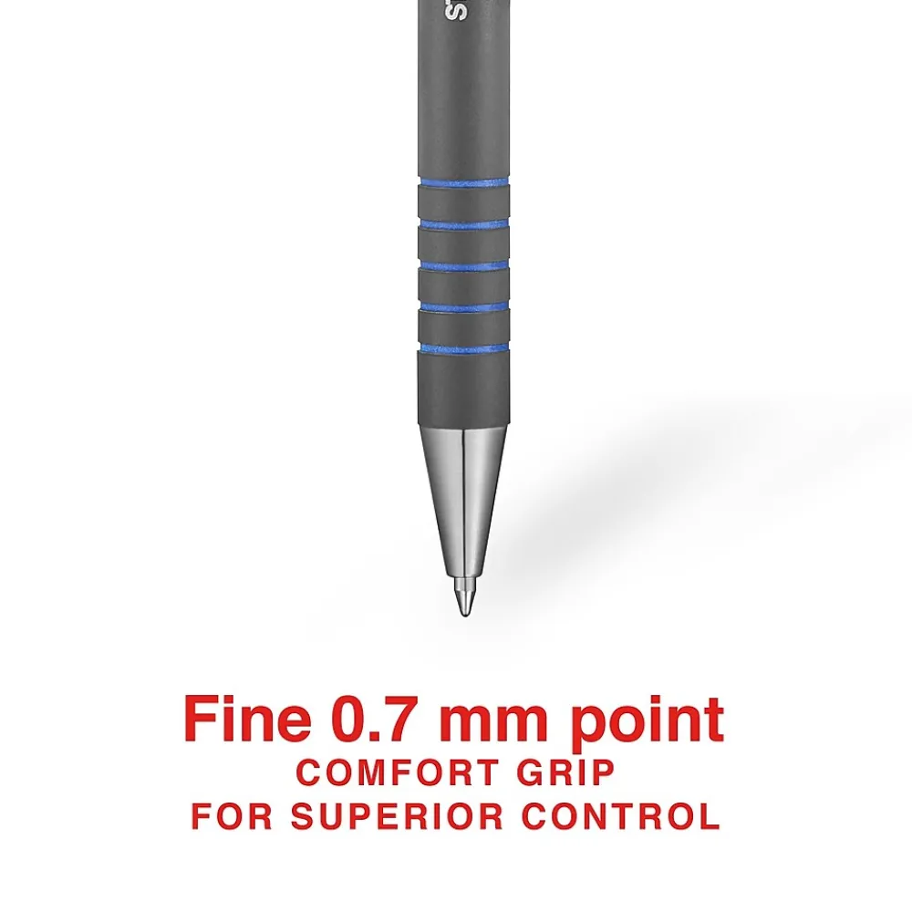 Pens|Staples Postscript Retractable Ballpoint Pens, Fine Point, Blue Ink, Dozen (18266)